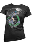 Retro Movies Catwoman In Action Girly T-Shirt Zwart