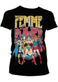 Retro Movies Wonder Woman Femme Power Girly T-Shirt Zwart