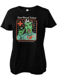 Retro Movies Rhodes Give Blood Today Girly T-Shirt Zwart