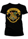 Retro Movies Harry Potter Hogwarts Crest Girly T-Shirt Zwart