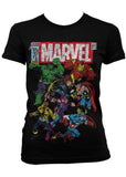 Retro Movies DC Comics Marvel Team-Up Girly T-Shirt Zwart