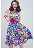 Retrolicious Pencils Midi 50's Swing Jurk Multi