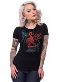 Steady Clothing Cocktail Time Flamingo Girly T-Shirt Zwart