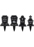 Succubus Tombstone Skull Plant Marker Set van 4 Zwart